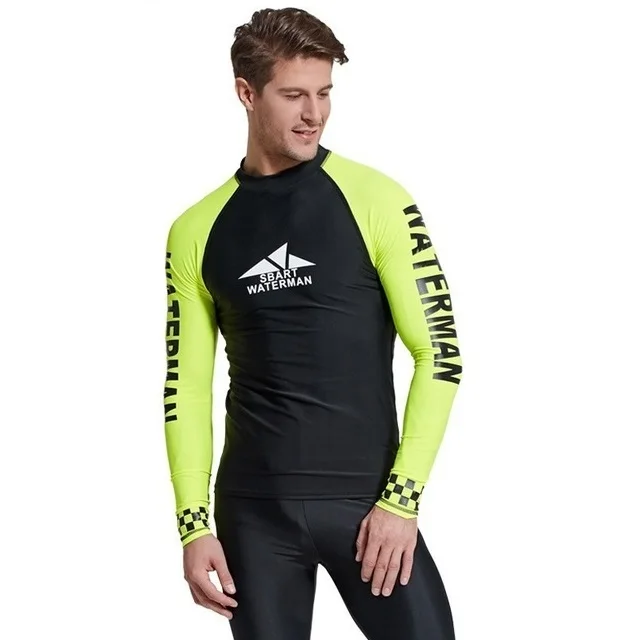 Мужская компрессионная футболка Rashguard для плавания с длинными рукавами и УФ