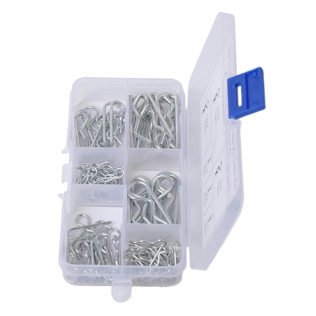 R Cotter Pin Tractor Pin Clip Assortment Fastener Set 6 Different Sizes With  Box Set Of 100pcs