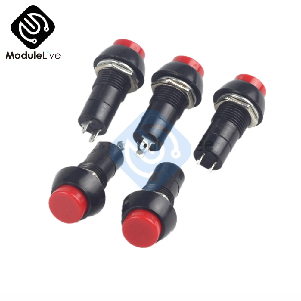 

5PCS12mm 250V 3A Red Push Button Switch PBS-11B No Self-Lock ON/OFF Lock New