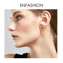 Enfashion серьги с инициалами, Золотая Сережка-гвоздик, одноцветные серьги, серьги из нержавеющей стали для женщин, ювелирное изделие