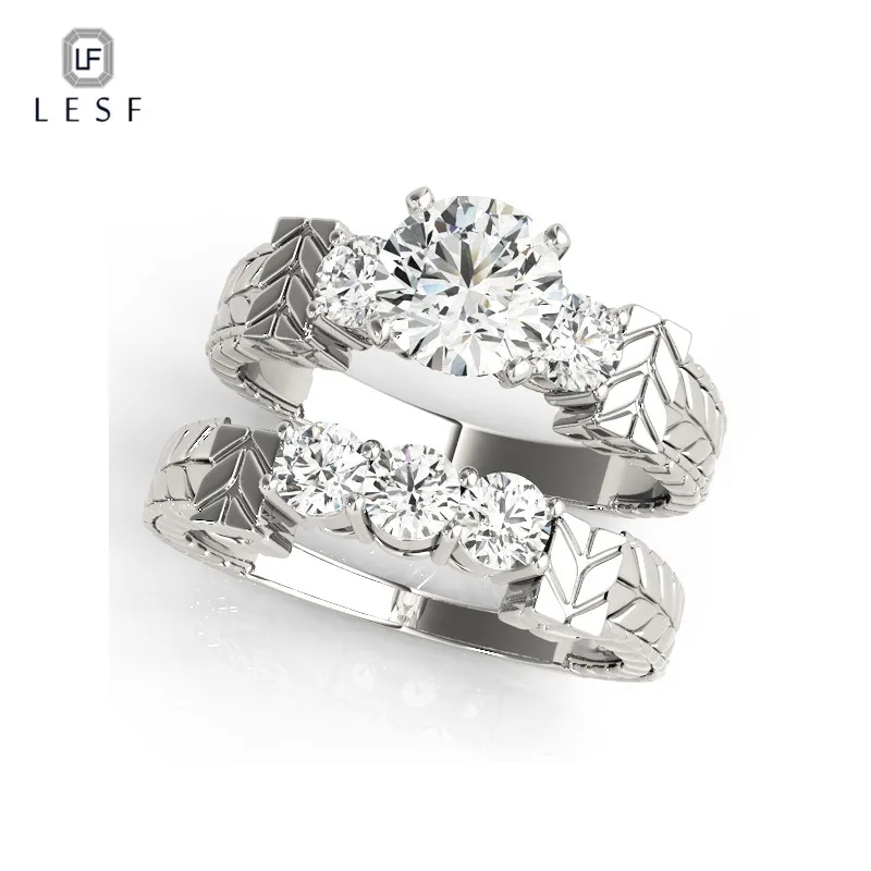 

LESF Vintage Style 925 Solid Silver Rings Set Cubic Zirconia CZ Diamant Wedding Engagement Rings For Women Fine Jewelry