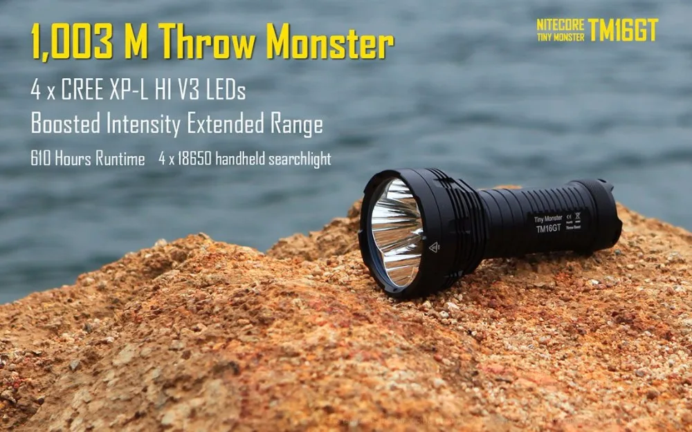 NiteCore TM16GT 4x Cree XP-L HI V3 светодиодный 3600 складной фонарик+ 4 X nitecore NL1835HP Battrey