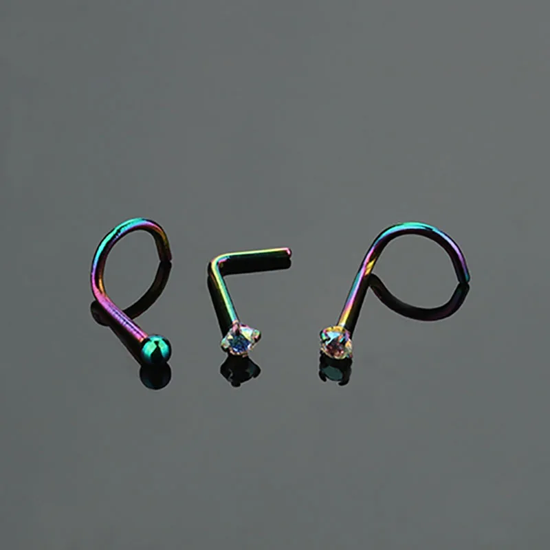 3 шт., модные маленькие шпильки для пирсинга, кольца, титановая нержавеющая сталь, циркон, 2 мм, 20 г, серебряные, золотые, черные ювелирные изделия, антиаллергенные