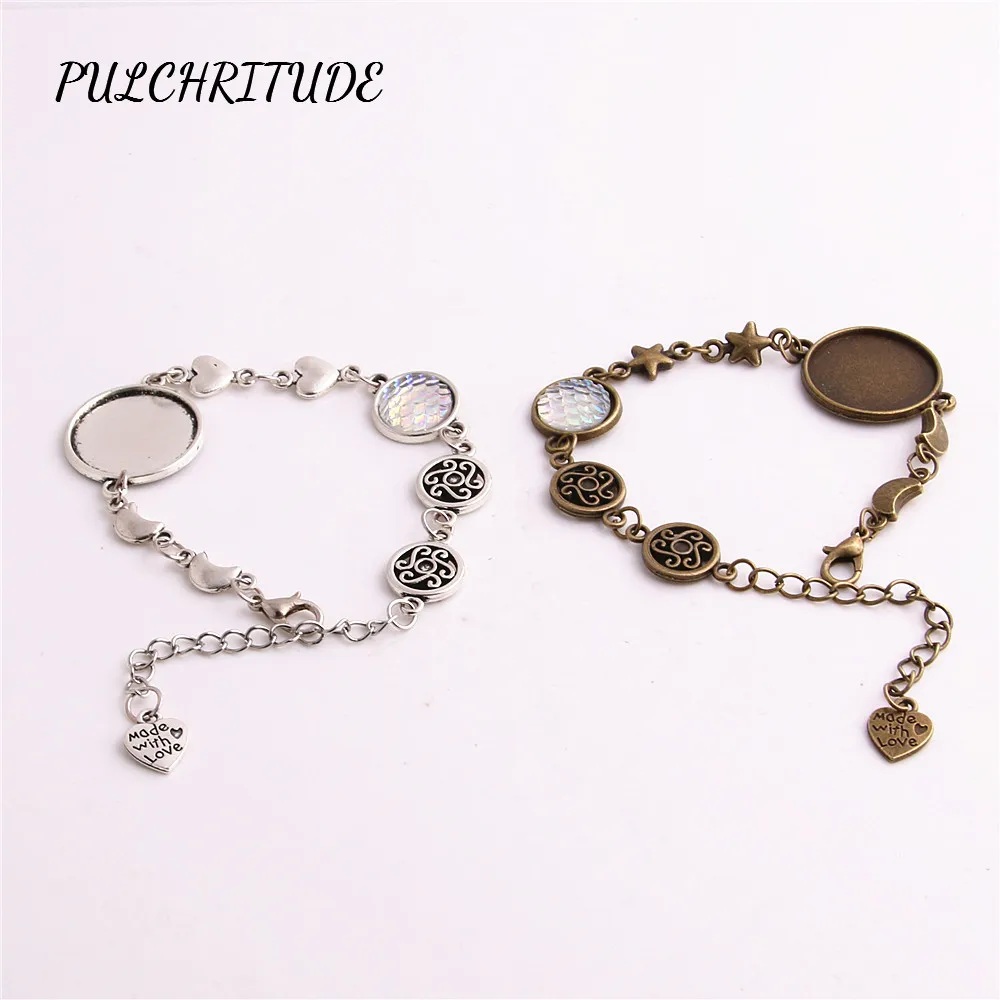 Pulchritude металлический сплав серебра 3 шт. Шарм Сердце Star Fish масштаба Камея DIY руку браслет Fit круглый 20 мм кабошон DIY JewelryC1554