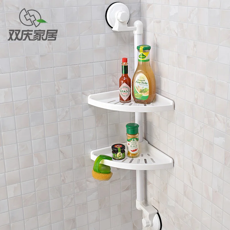 Shuangqing cupsful bathroom shelf wall suction cup shelf double layer