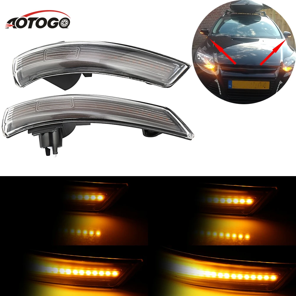 

2pc Dynamic LED Turn Signal Light for ford focus 2009-2011 Side Mirror Blinker Light Car Sequential Mirror for Ford Focus 08-16