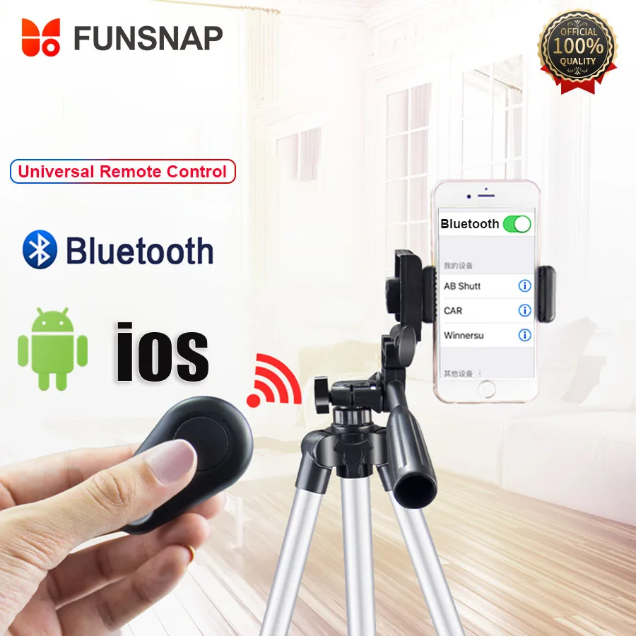 

Funsnap Universal Wireless Bluetooth Remote Control Selfie Stick Shutter Release Remote Control Portable Button Self Timer
