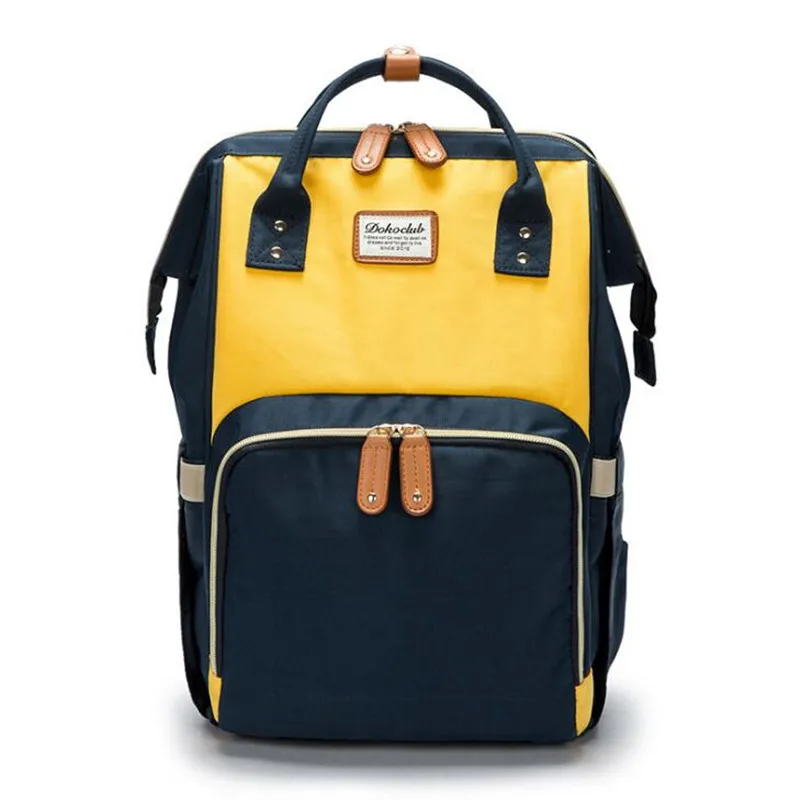 Dokoclub сумка для подгузников для мам, большая сумка для кормления, рюкзак для путешествий, дизайнерская сумка для детских колясок, рюкзак для детских подгузников - Цвет: Navy Yellow