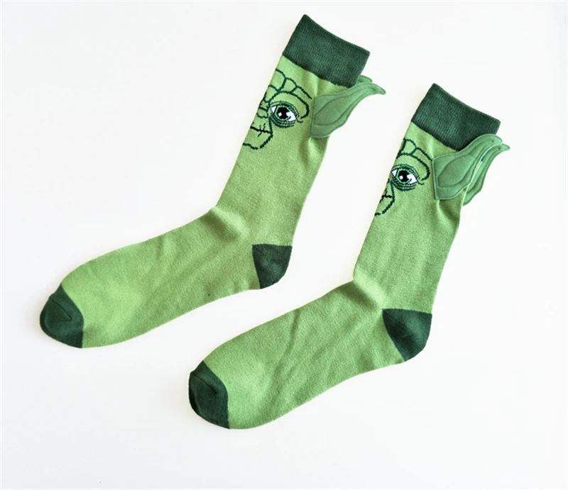 60 г классные Звездные войны зелёные носки Мастер Йода Kawaii мультфильм забавные носки унисекс Новинка Роскошные Длинные прямые носки рождественские ворсистые носки