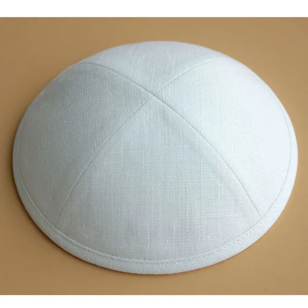 Льняные kippot еврейские Yarmulke Kippah Kippot 17 см Череп шапки для мероприятий с вышивкой - Цвет: Белый