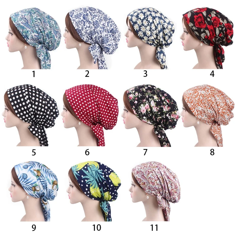 

Hot New Women Bandana Scarf Pre Tied Chemo Hat Girls Ladies Fashion Beanie Turban Bowknot Long Tail Head Cap Top Quality