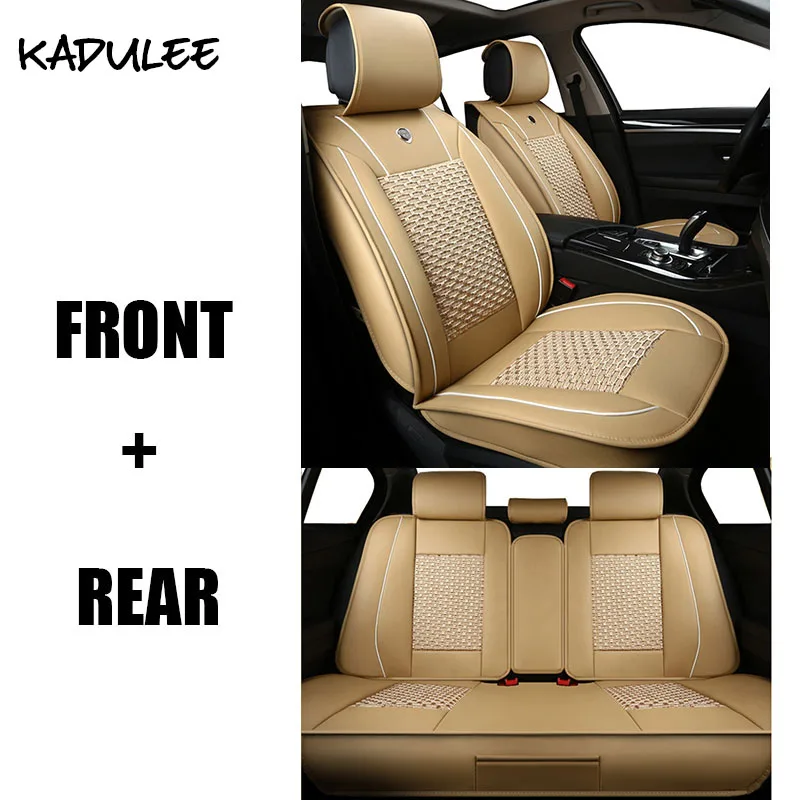 KADULEE ice silk чехлы для сидений автомобиля набор для fiat linea dacia duster suzuki grand vitara opel astra j h g insignia автомобильные аксессуары - Название цвета: beige