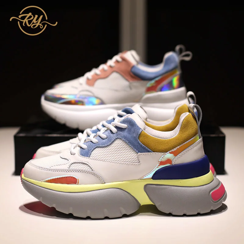 

RY-RELAA women sneakers 2018 luxury shoes women designers ins style wedges shoes for women Genuine Leather casual shoes women