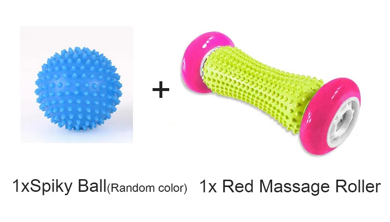 Soft Rubber Foot Massage Roller hard Spiky Ball Deep Tissue Acupresssure Recovery Relax Foot Back Shoulder Leg Hand Tight Muscle - Color: Ball and Red Roller