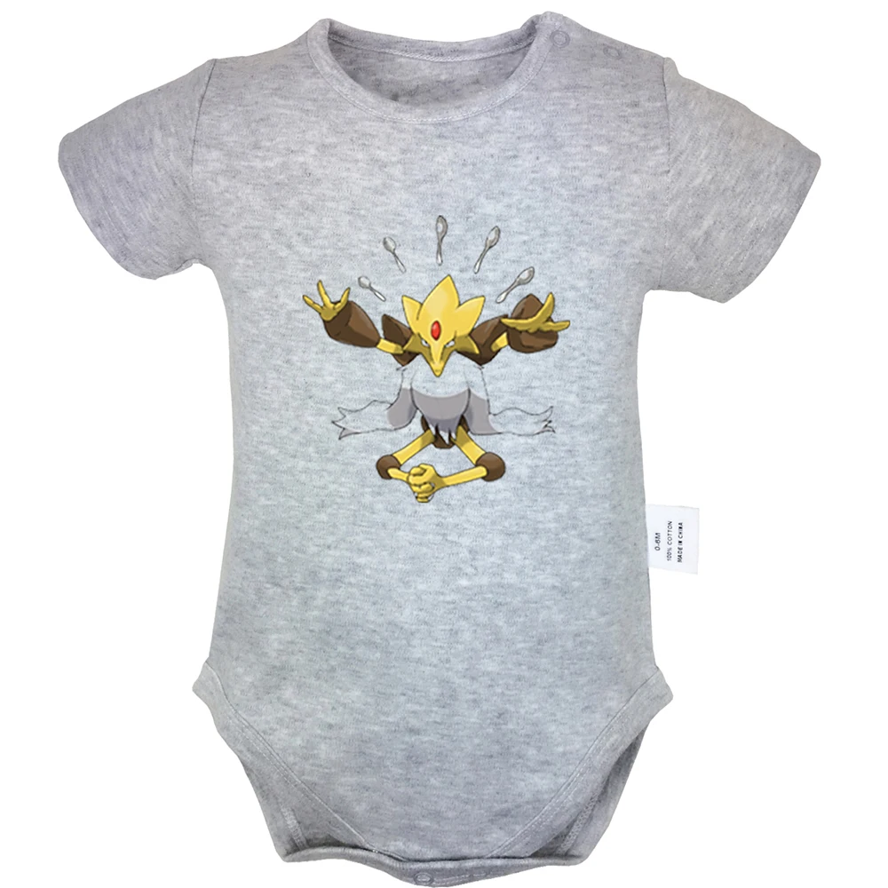 

Cartoon Pokemon Alakazam Mr. Mime Staryu Tauros Design Yellow Newborn Baby Bodysuit Suit Toddler Onsies Jumpsuit Cotton Clothes