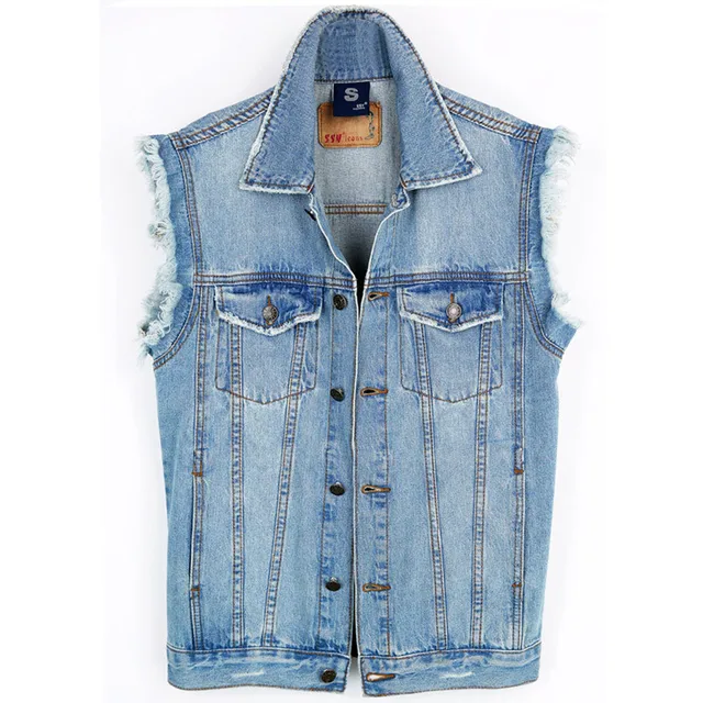 Vintage Jean Vests Single Breasted Double Pockets Front Women Vest 2017