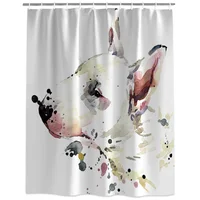 Bull Terrier Puppy Extra Long Fabric Bath Shower Curtains 3D Ancient World Mildew-resistant Bathroom Decor Sets with Hooks