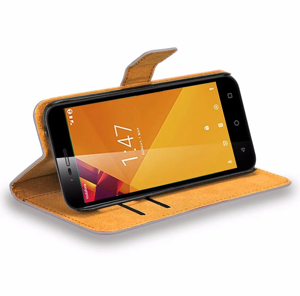 Чехол для Vodafone Smart Turbo 7 бумажник цветок кожаный чехол подставка Coque/чехол