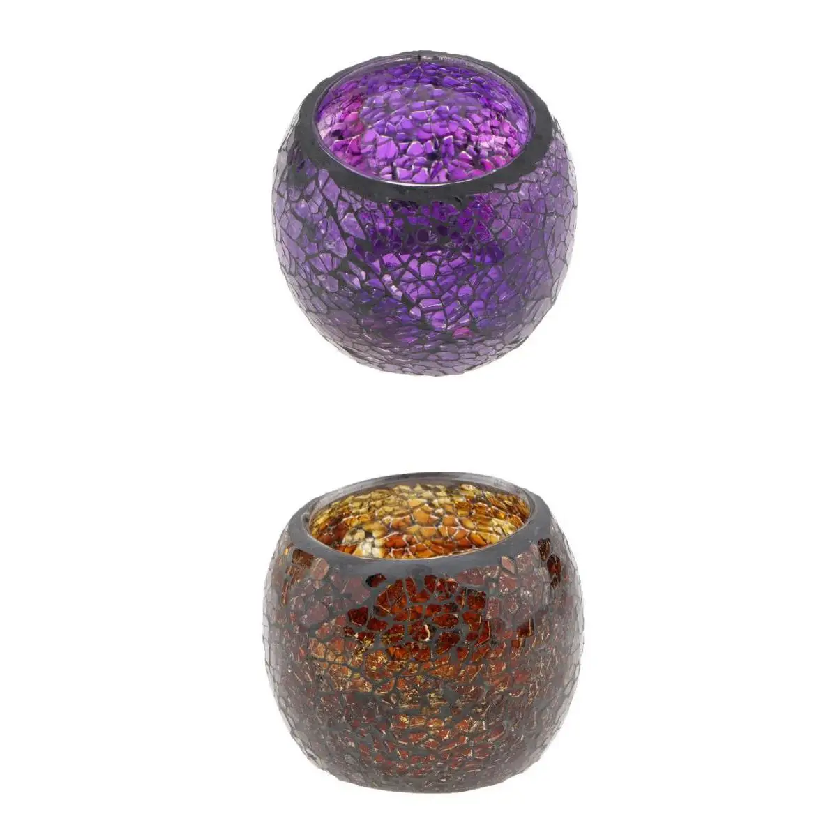 2 Pieces Home Decor Window Desk Top Glow Mosaic Candleholder Candlestick Bowl