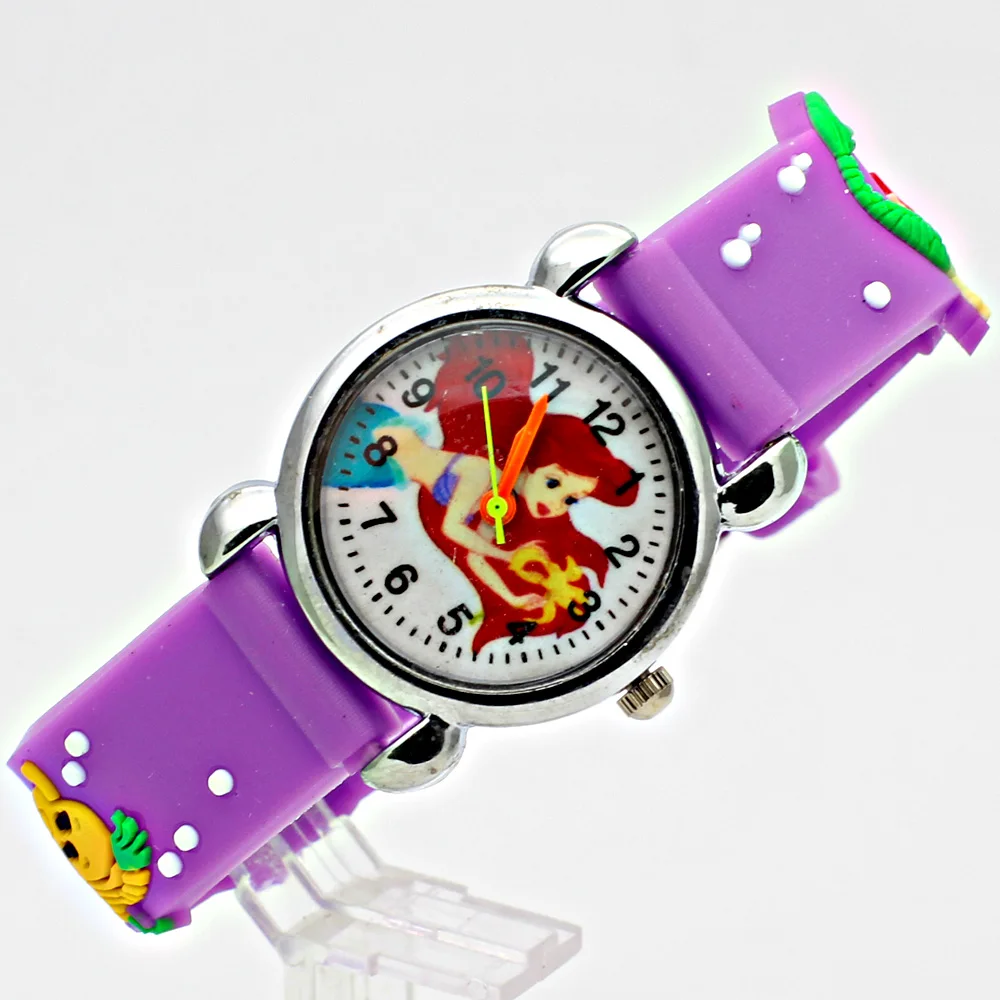 Детские спортивные часы 3D Мультфильм Русалка история силиконовый ремешок девочка студент мальчик кварцевые часы детский подарок наручные часы Reloj - Цвет: 3