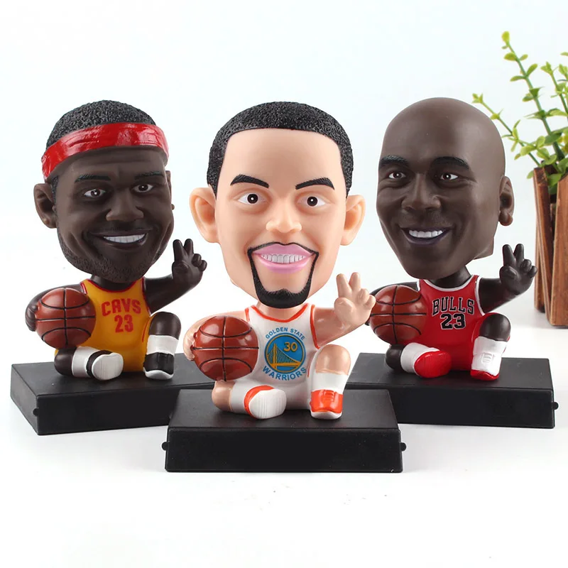 Basketball Stars Doll Figurine Michael Jordan Kobe Bryant Curry James PVC Gift Kids Bobblehead Figure Toys Phone Bracket Holder