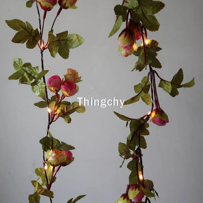 

2M 20LED pink rose flower decorative garland battery Copper LED fairy string lights for christmas wedding decoration party event