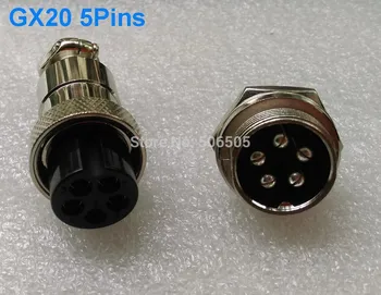 

Free shipping 20mm GX20 5 pins aviation plug aviation socket cable joint 2set/lot