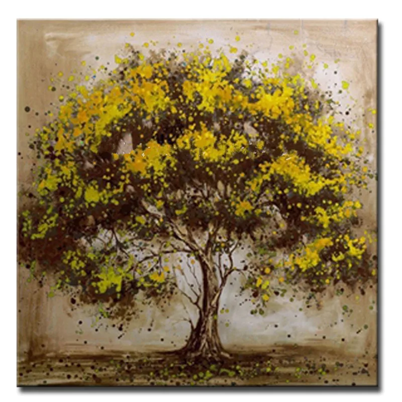 

Large Yellow Tree Painting Handpainted Abstract Landscape Oil Paintings on Canvas Modern Home Decor Wall Art Pictures Handmade