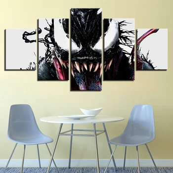 

New 5 Piece HD Print Venom Marvel Movie Poster Cuadros Decoracion Paintings on Canvas Wall Art for Home Decorations Wall Decor