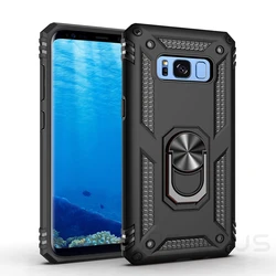 Luxury Armor Soft Shockproof Silicone Bumper Hard PC Phone Case for Samsung S8 Plus (Black)