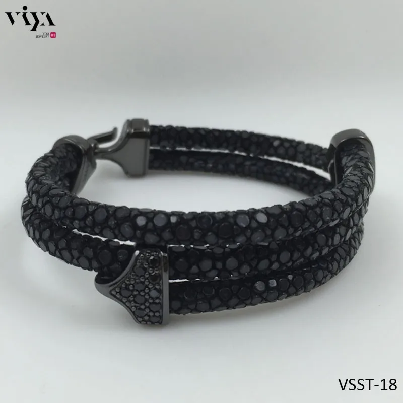 Origin Real Stingray Skin Bracelet with Swarovski stone setting-VSST-18 (21)