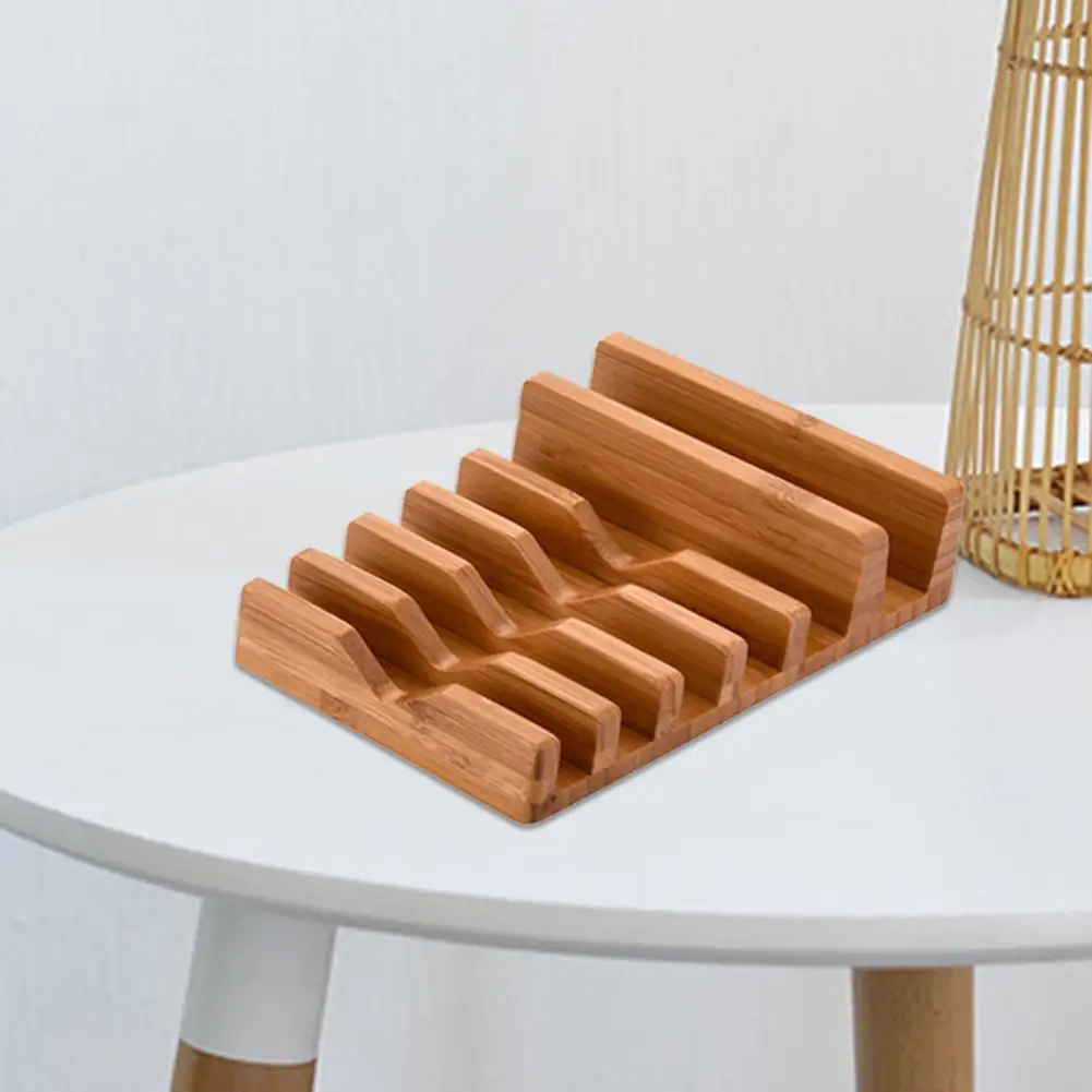  6-slot Natural Bamboo Wood Multi Device Charging Station Dock Organizer Stand Phone Mount Holder Fo