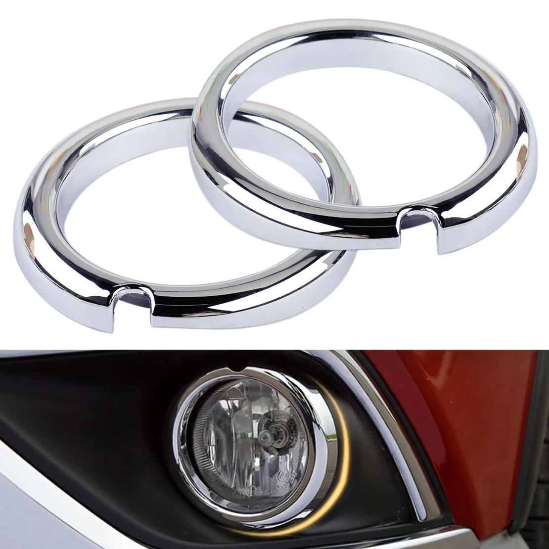 beler ABS Chrome Front Fog Light Lamp Cover Foglight Trim Bezel Molding