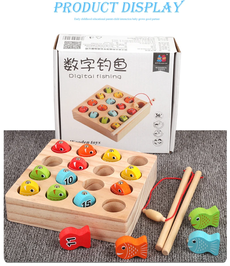 Детская деревянная цифровая Магнитная игра для рыбалки, развивающие игрушки для детей, детские игры, игрушка для рыбы, магнит для рыбалки для детей