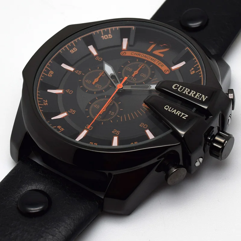 Часы CURREN Мужские спортивные аналоговые кварцевые с кожаным ремешком 8176|wristwatch