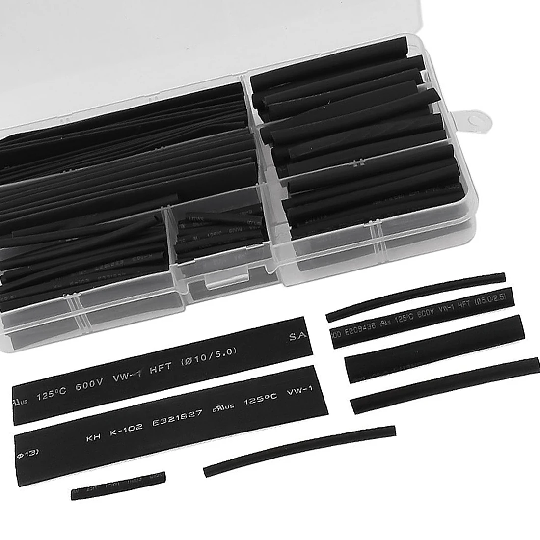 Черный Ассорти размеров Термоусадочная трубка Sleeving комплект для обертывания 150 шт