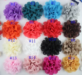 

20pcs/lot 8cm Hollow eyelet Chiffon Flower for Headband Infant Baby diy fabric flower flat back children Hair Accessories