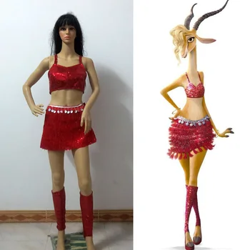 

Cos Zootopia Gazelle Cosplay Costume Sheep Cos Zootopia Gazelle Cosplay Clothing Red Customize Free Shipping