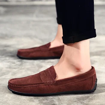 

Loafers Genuine Leather Men Shoes Fashion Plus Size Sping Autumn Flats Soft Moccasins Casual Driving Sneakers Shoes