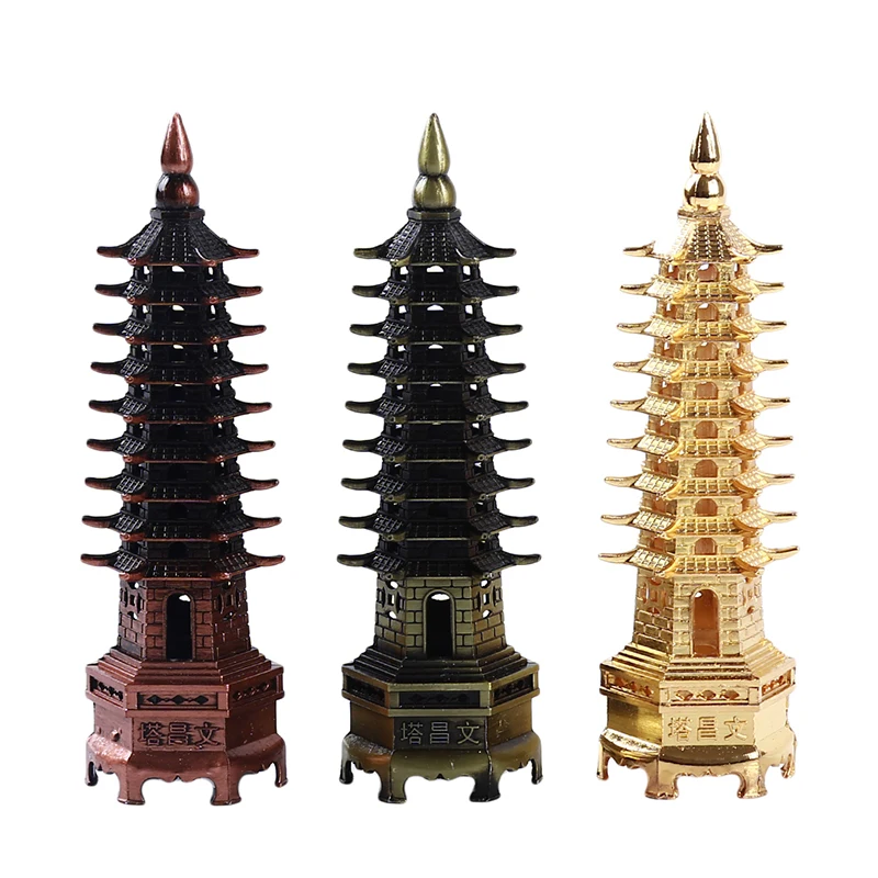 

China Wenchang Pagoda Tower Crafts Statue Souvenir Feng Shui Zinc Alloy 3D Model Home Decoration Metal Handicraft