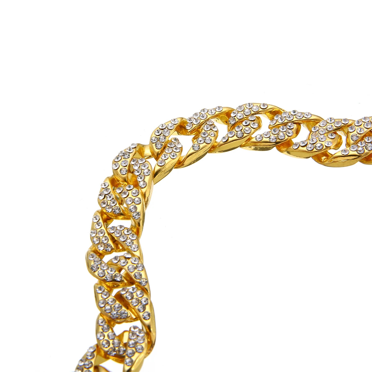 High Quality Luxury Crystal Rhinestones Bangle Bracelet Punk Gold Cuban Chain Link Bracelet Hip Hop Jewelry Party Gifts For Men