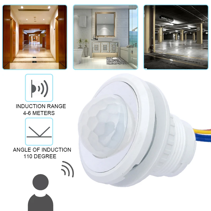 

AC85-265V 40mm PIR Infrared Ray Motion Sensor Smart Switch Time delay adjustable Detection Automatic switch Sensor Light Switch