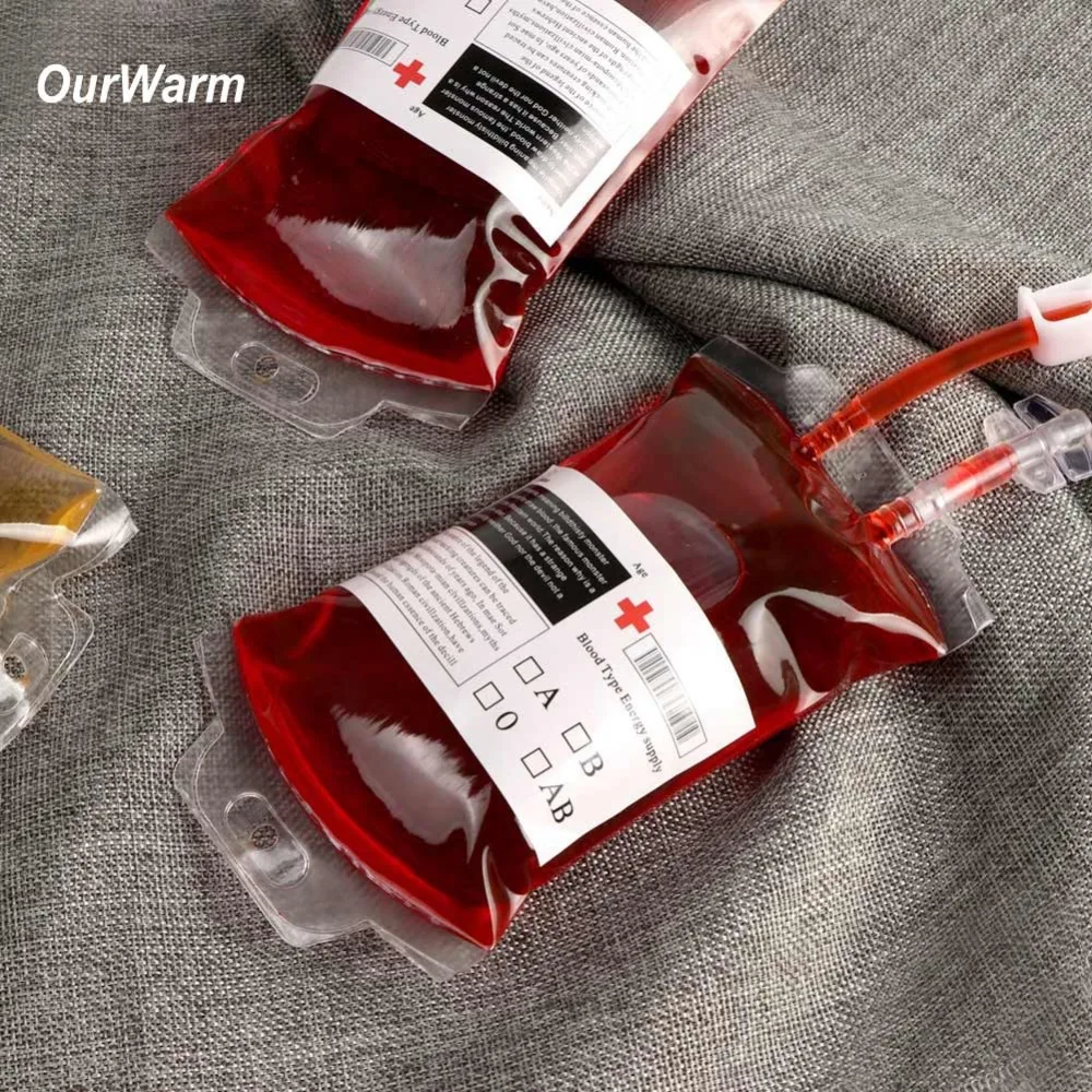 

OurWarm 3Pcs 400ML PVC Juice Beverage Drink Bag Vampire Cosplay Blood Bag Pouch Halloween Party Props Masquerade Accessories