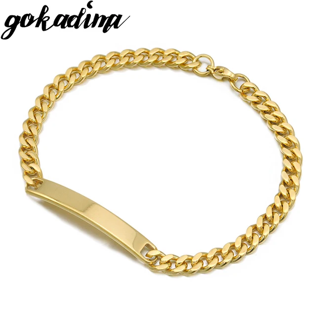 Gokadima Gold Color Stainless Steel Bracelet Women Jewelry Curb Gokadima Gold Color Stainless Steel Bracelet Women Jewelry Curb Chain Blank Id 2017 Fashion Jewellery