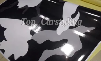 

Big Pattern Black White Gray Pixel Camouflage Vinyl Wrap Camo Car Skin Color Change Film With Air release