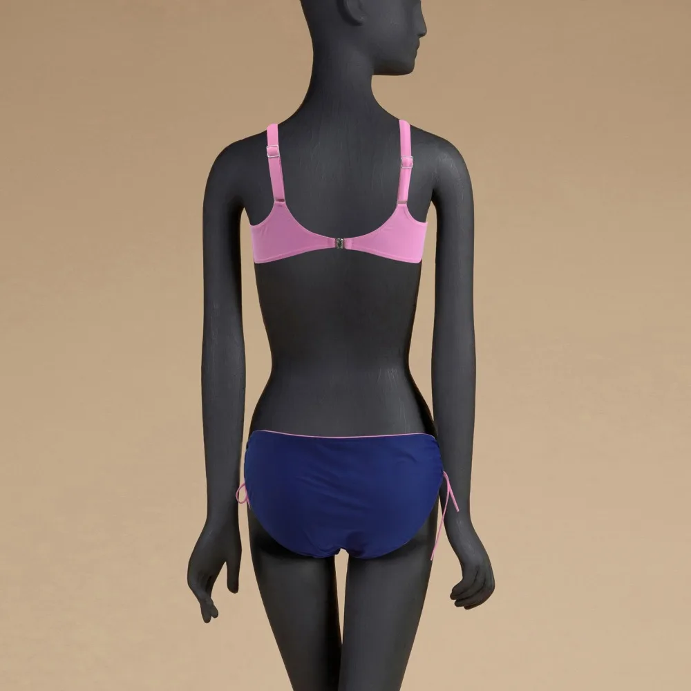 M& M сексуальный сплошной цвет плюс размер купальники для женщин Средняя Талия бикини Пуш Ап купальный костюм большого размера De Las Mujeres пляжная одежда