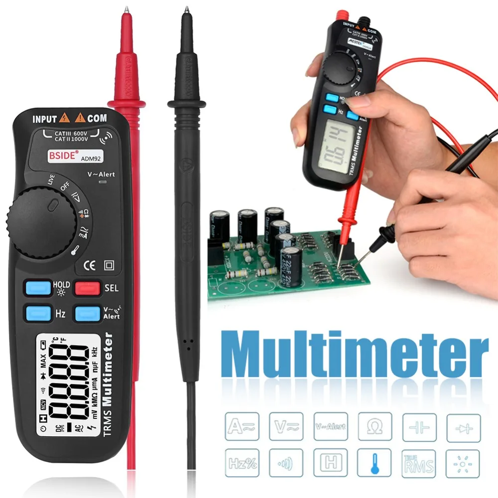 

ADM92 True RMS Automatic Range Voltage Current Resistance Zero-Line Firewire Capacitance Multimeter Voltage Measurement Tool