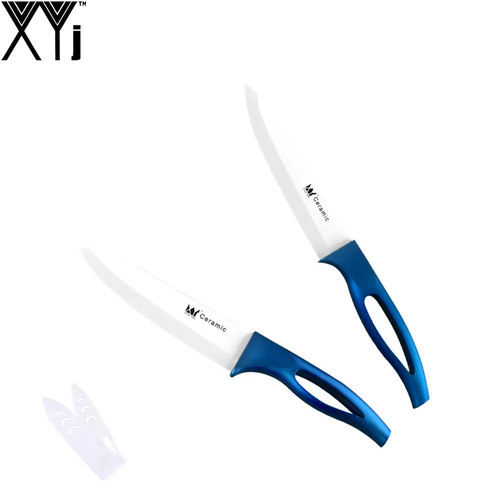 XYJ абсолютно глобальная Мода Керамический нож Лучший кухонный нож 6 дюймов шеф-повара 5 дюймов нарезки Голубой Ручкой+ белое лезвие кухонные ножи