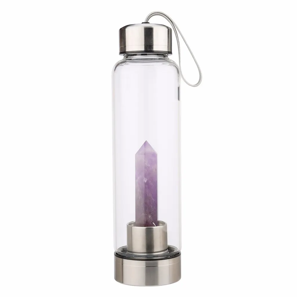 

2019 Hot Sale Drop Shipping Natural Crystal Point Healing Obelisk Wand Elixir Quartz Crystal Water Bottle Tools Stone Cup Gifts