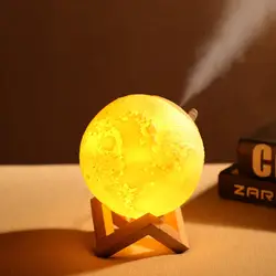 3D Moon лампа увлажнитель с 3 цвета Изменение ночник зарядка через usb воздуха тумана для спальня